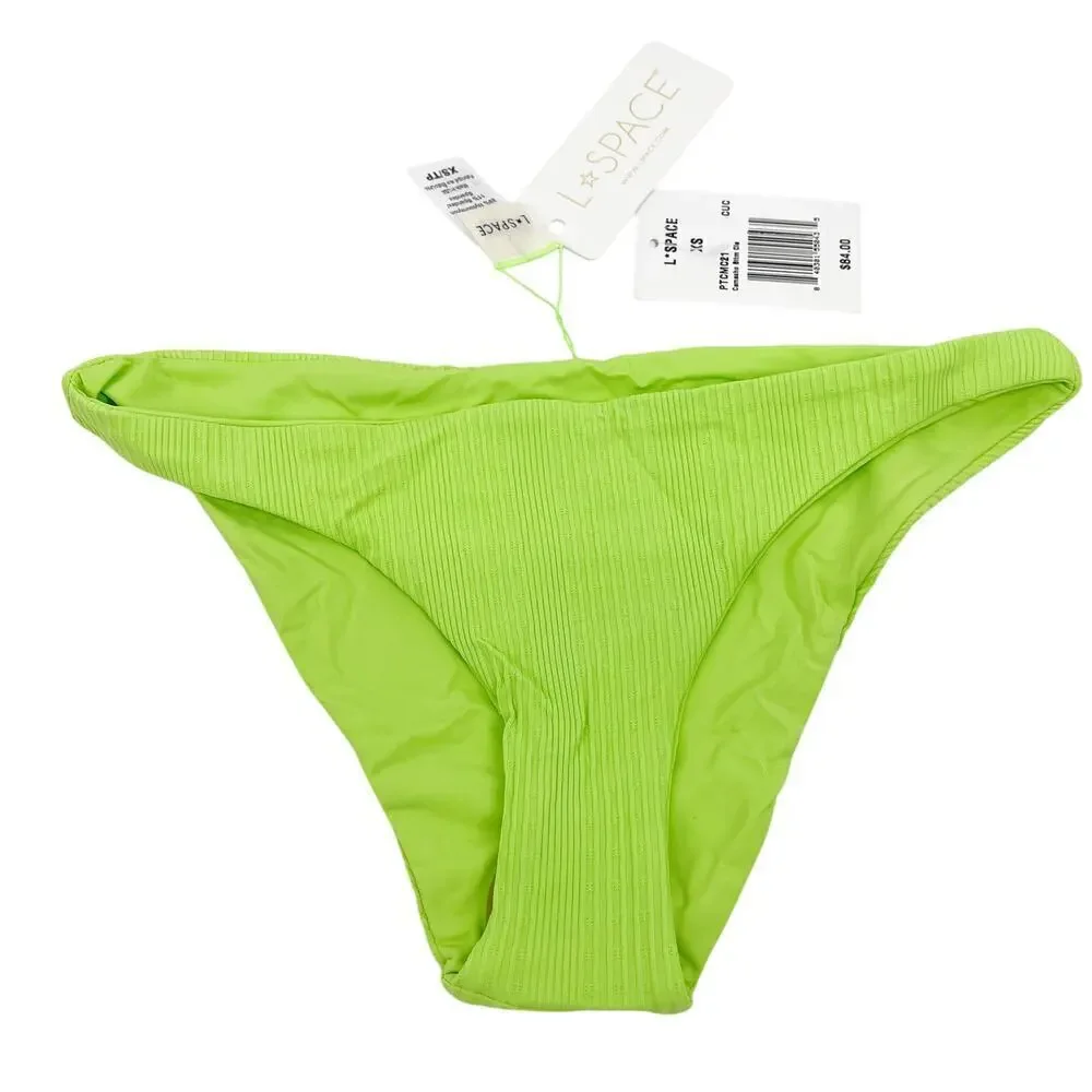 L*Space The Camacho Bikini Bottoms Low Rise Cucumber Green Size XS NEW with tags